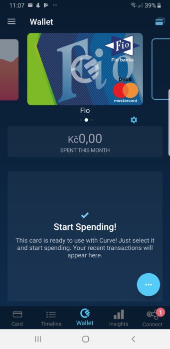 Jak přidat kartu do Curve card aplikace