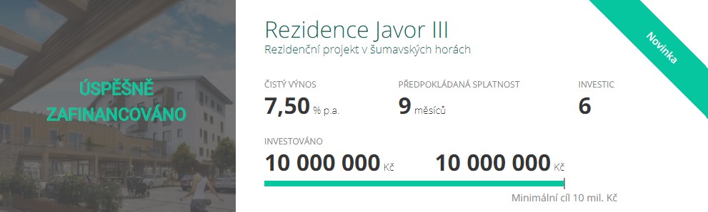 Upvest recenze_rezidence Javor zafinancováno