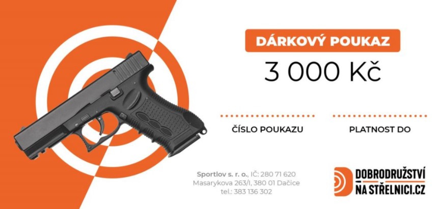 dárkový poukaz pro muže 3000 Kč na střelbu