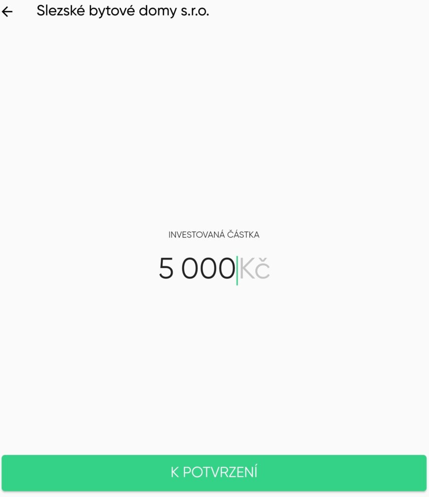 Zadání výše investice