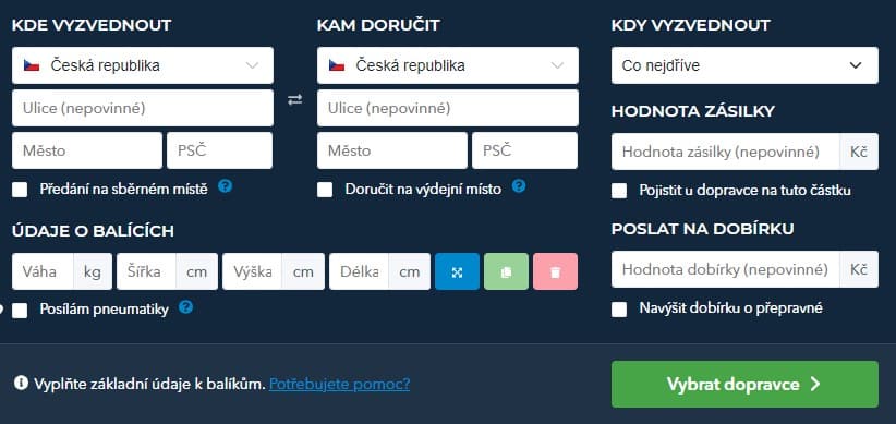 jak poslat balík přes zaslat.cz